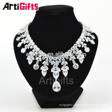 Gorgeous White Gold Plate Diamond Luxury Gemstone Necklace For Women